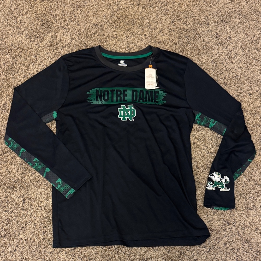 Colosseum Navy and Green Notre Dame Tee